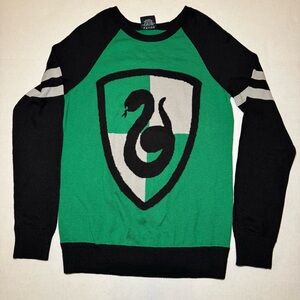 Harry Potter Slytherin Sweater Green Black Crest Knit Pullover Unisex Size S